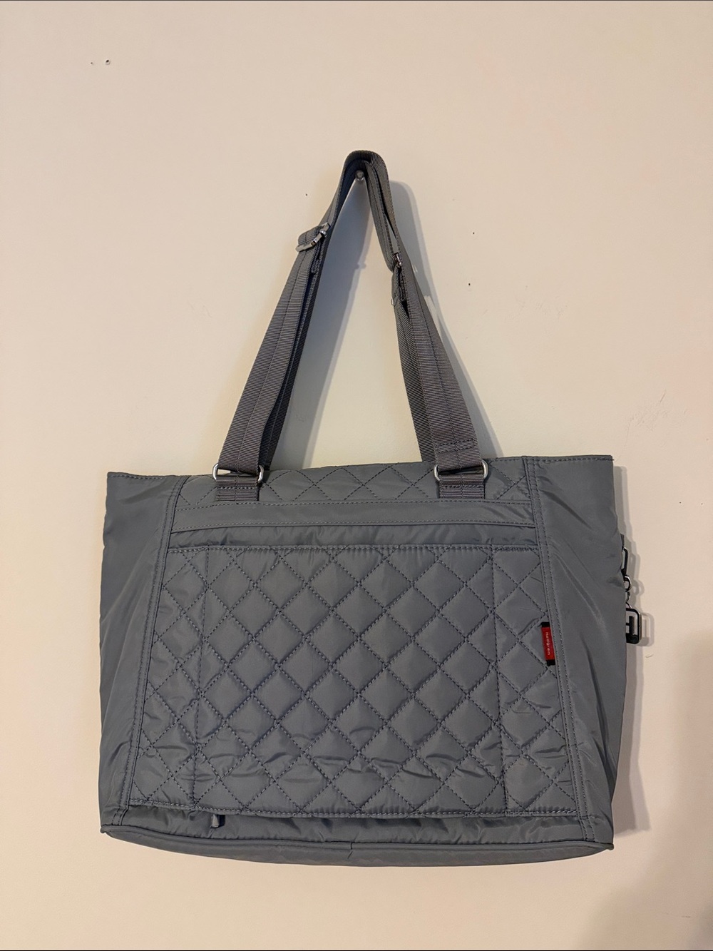 Quilted Gray Women's Tote Bag with Dual Shoulder Straps